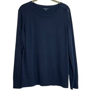 Nautica Womens Sweater Size XXL Navy Blue Long Sleeve Cotton Button Accents